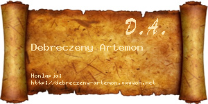 Debreczeny Artemon névjegykártya