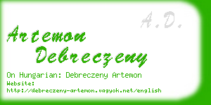 artemon debreczeny business card